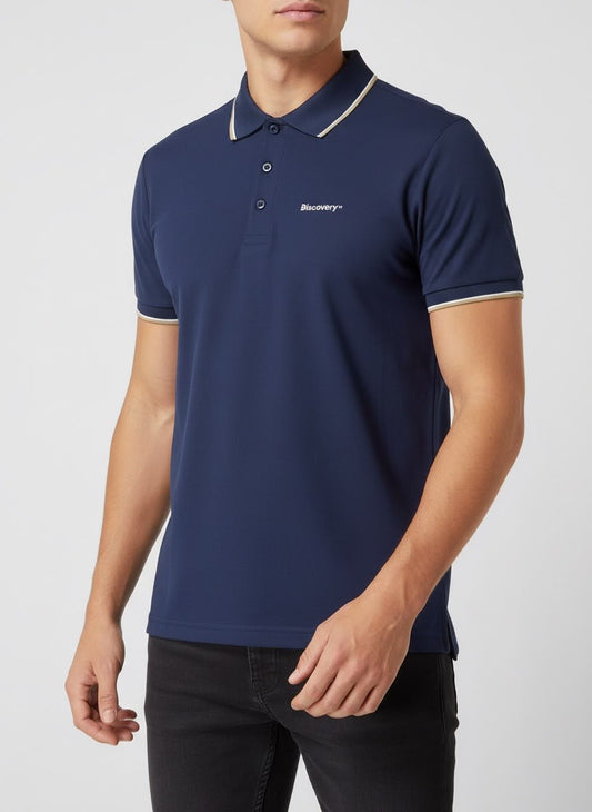 Camisa Tipo Polo Marca Discovery  Azul Marino NK06