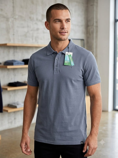 Camiseta Discovery Tipo Polo para Caballero - Azul KCN13