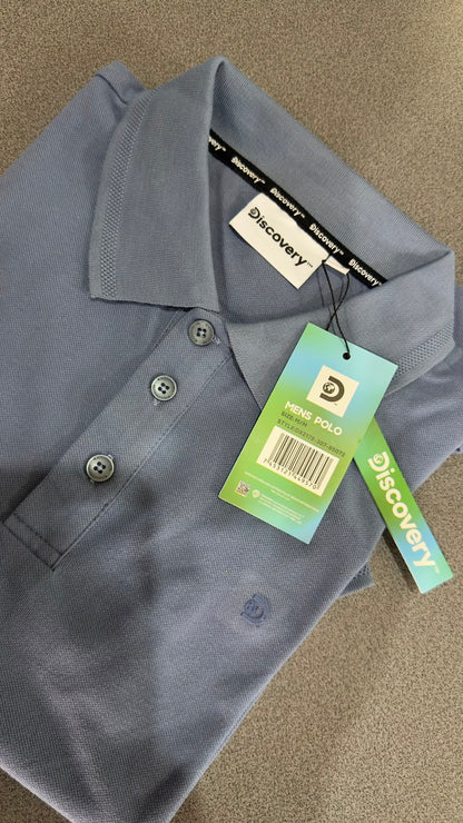 Camiseta Discovery Tipo Polo para Caballero - Azul KCN13