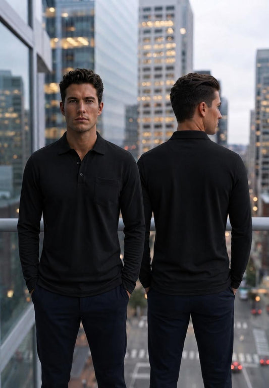 Camisa Manga larga  tipo polo. Marca Touch & Go. / Negro  NK18