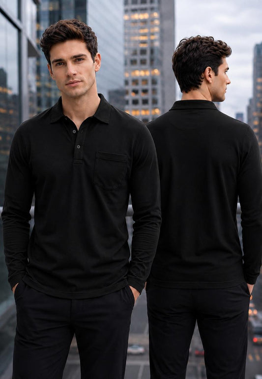 Camisa Manga larga  tipo polo. Marca Touch & Go. / Negro  NK18