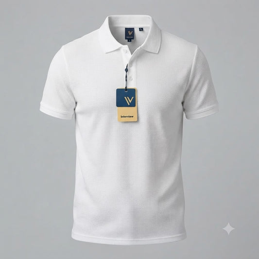 Camisa tipo polo Alto relieve  Marca Interview -  Blanco NK21