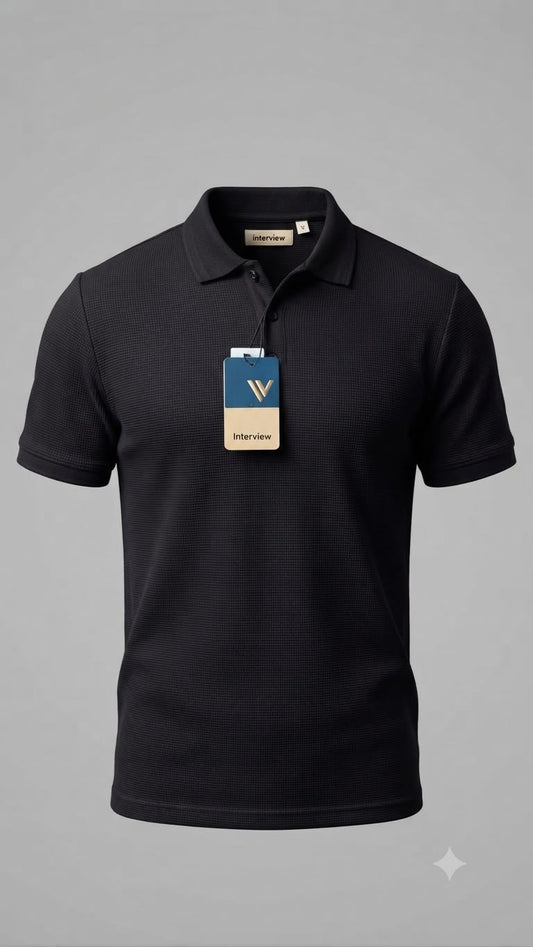 Camisa tipo polo Alto relieve  Marca Interview - Negro NK21