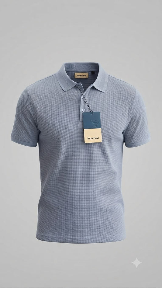 Camisa tipo polo Alto relieve  Marca Interview - Azul NK21
