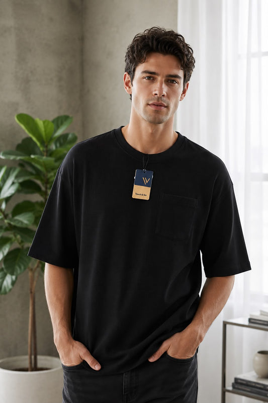 Camiseta Over Size Marca Interview - Negro NK19
