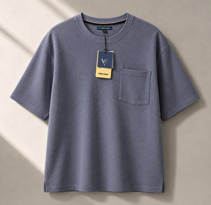 Camiseta Over Size Marca Interview - Azul NK19