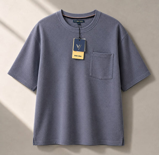 Camiseta Over Size Marca Interview - Azul NK19