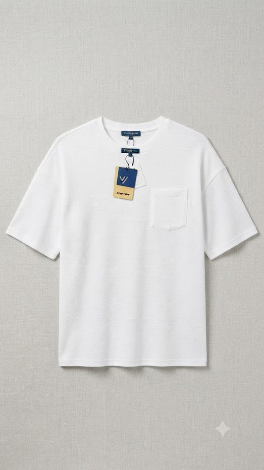 Camiseta Over Size Marca Interview - Blanco NK19