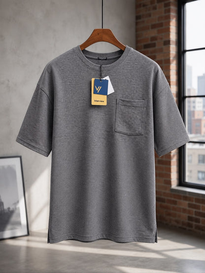 Camiseta Over Size Marca Interview - Gris NK19