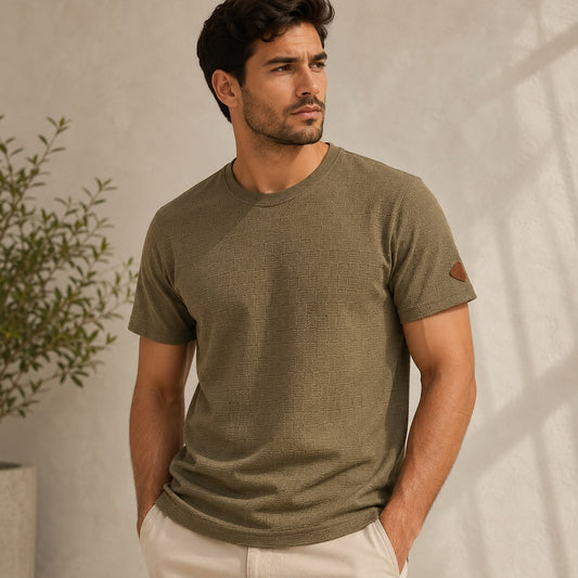 Camiseta Over Size con Alto relieve  Marca Interview -  Khaki NK20