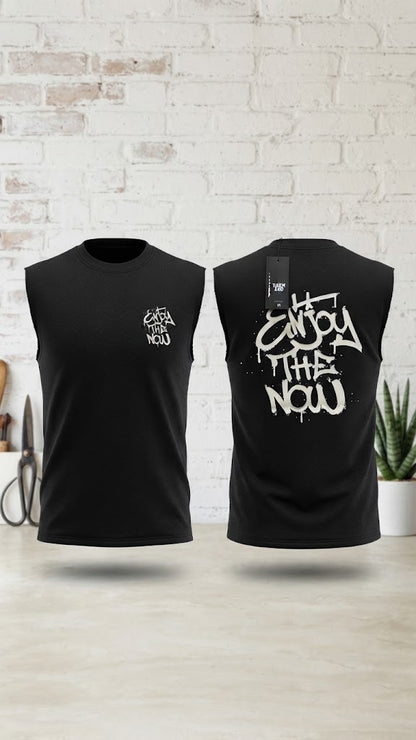 Camisa Casual sin mangas para Caballero Oversize /Negro NK12