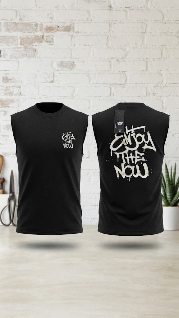 Camisa Casual sin mangas para Caballero Oversize /Negro NK13