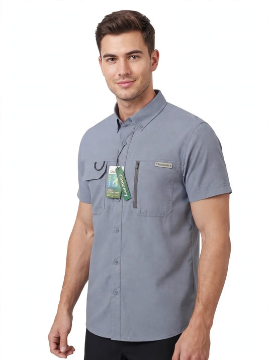 Camisa Marca Discovery   - Azul, Blue Grey  NK40
