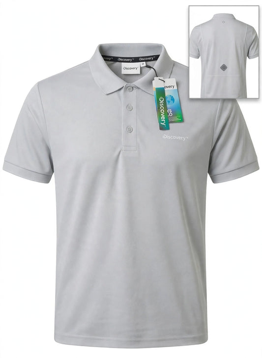Camisa Tipo Polo Marca Discovery   - Gris ,Silver  NK39