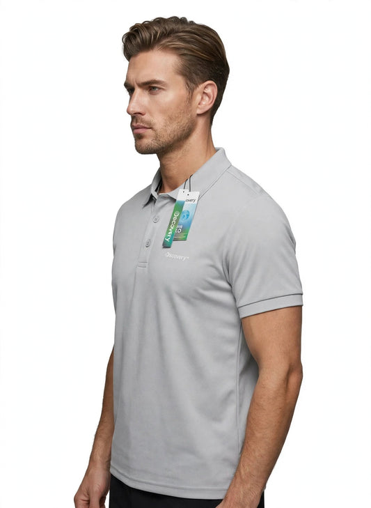 Camisa Tipo Polo Marca Discovery   - Gris ,Silver  NK39