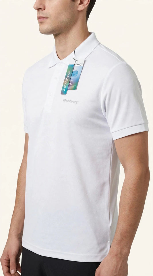 Camisa Tipo Polo Marca Discovery   - Blanco NK39