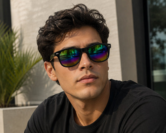 Lentes para el Sol. para caballero  -  Negro-Lente Multicolor  C188