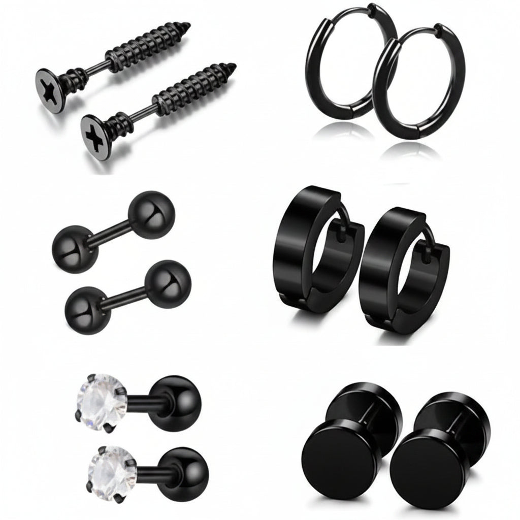 Set de aretes / Negro K407