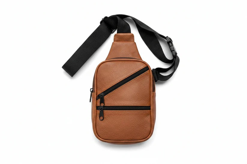 Mini bolso de cuero original cafe /K415