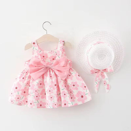 Vestido para niña con sombrero / RA74 Rosa