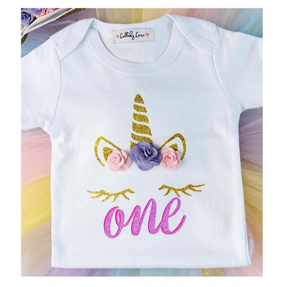 Mameluco unicornio para niña  / RA50 / Blanco multicolor