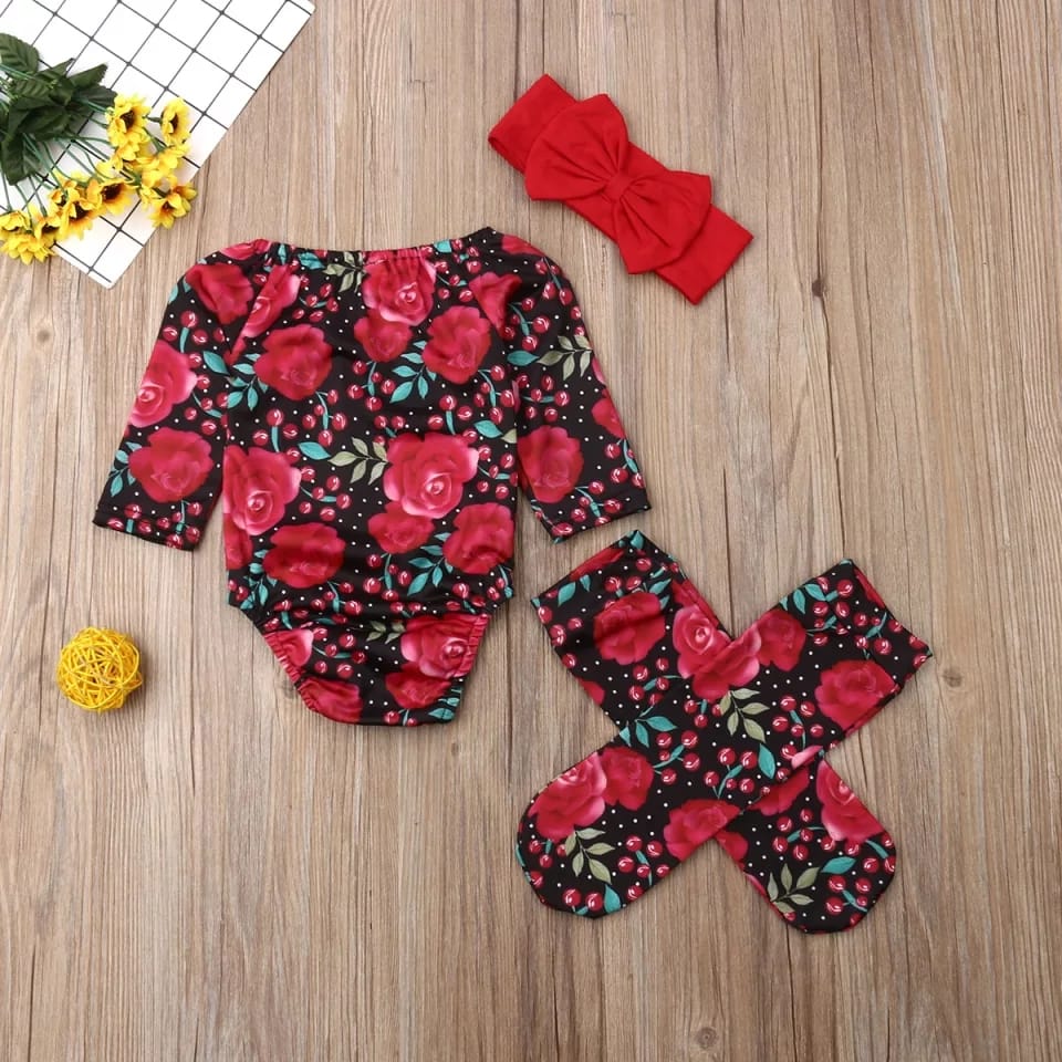 Mameluco estampado cerezas /  RA57 /Negro Rojo