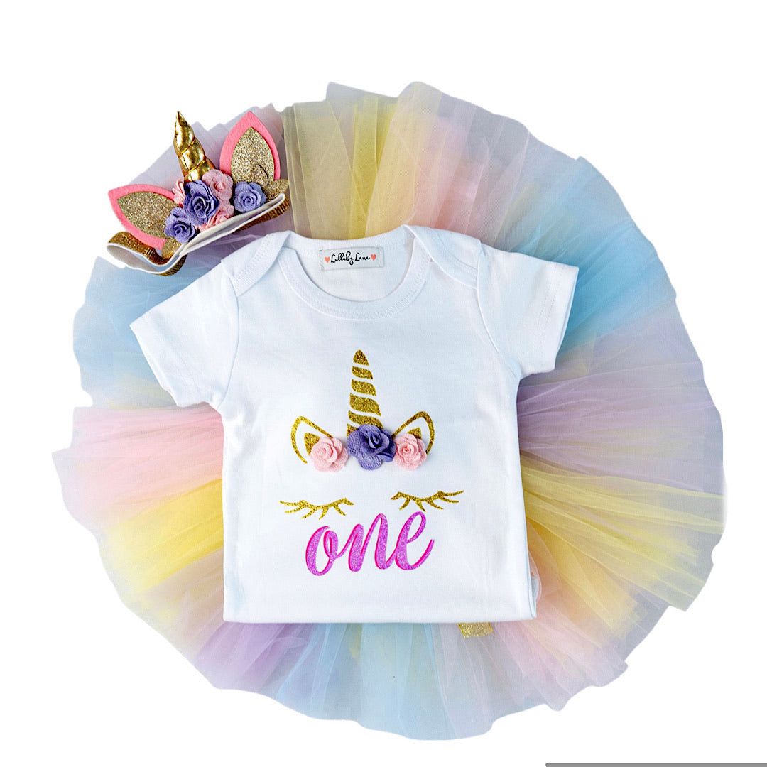 Mameluco unicornio para niña  / RA50 / Blanco multicolor