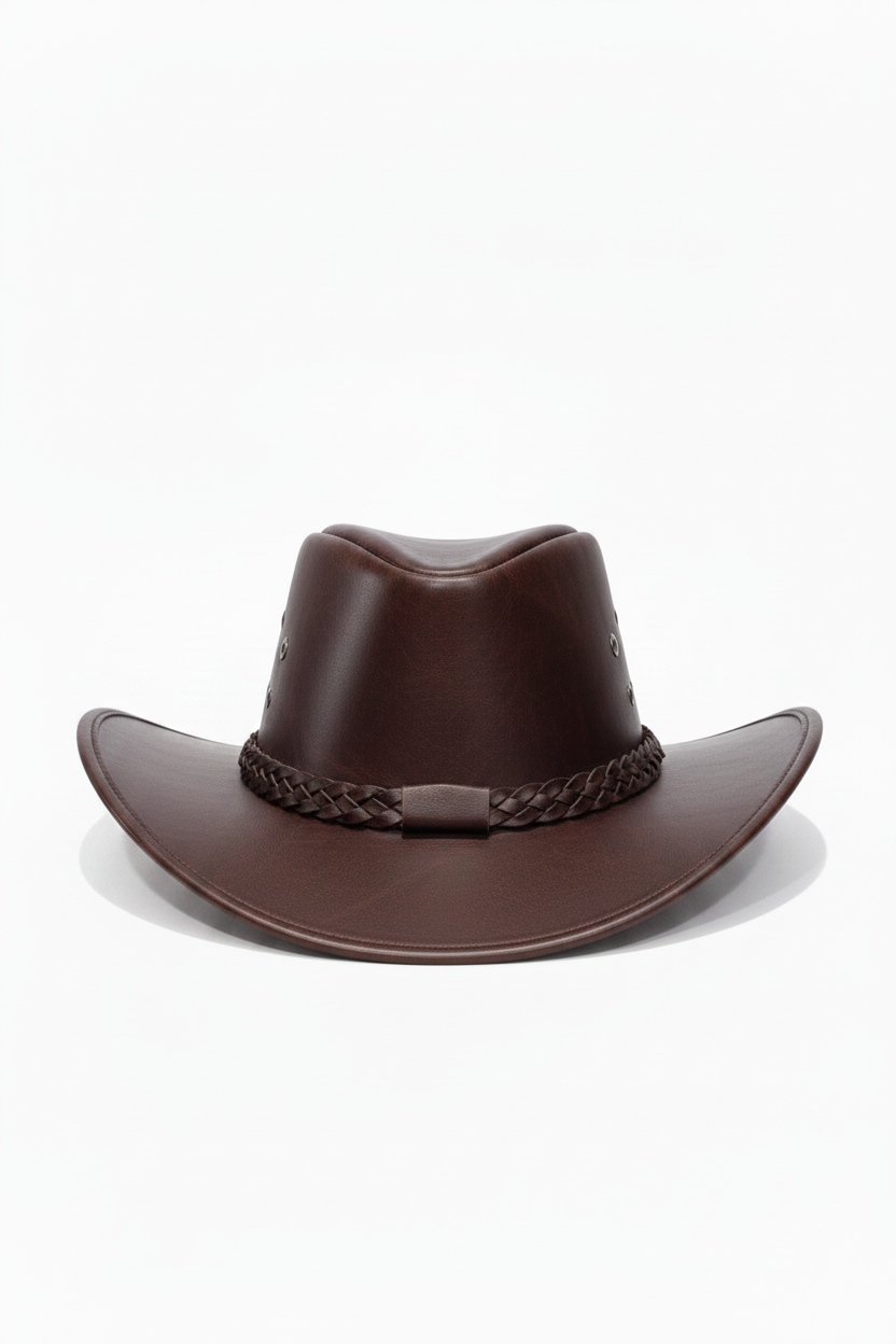 Sombrero de cuero original cafe oscuro / K413
