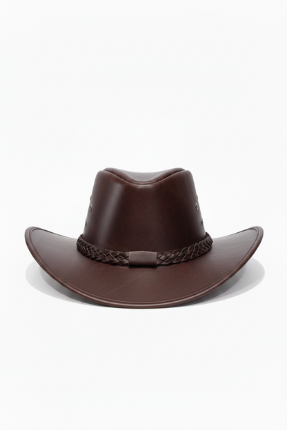 Sombrero de cuero original cafe oscuro / K413