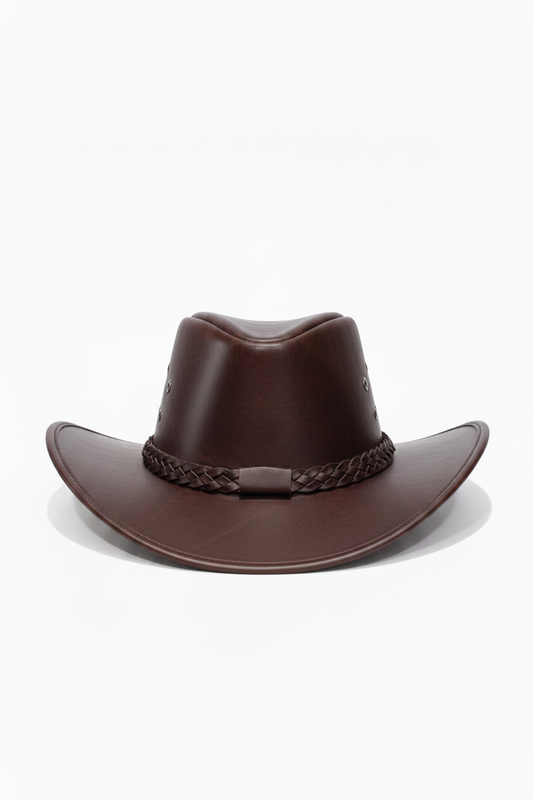Sombrero de cuero original cafe oscuro / K413