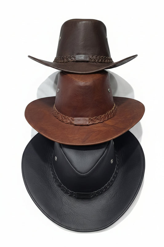 Sombrero de cuero original cafe claro  / K413