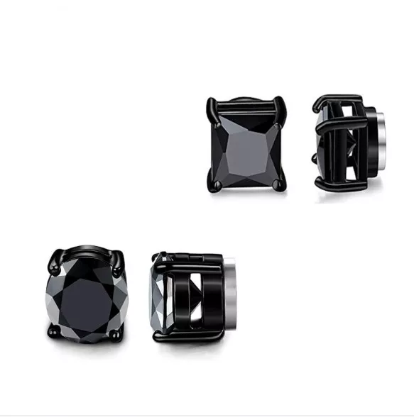 Arete de Imán Circonia Negro K329