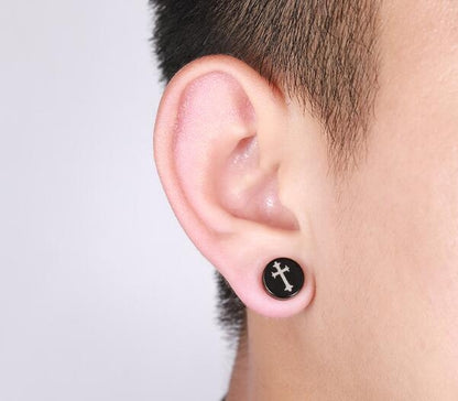 Pair of Magnet Earrings Cross Design 8mm