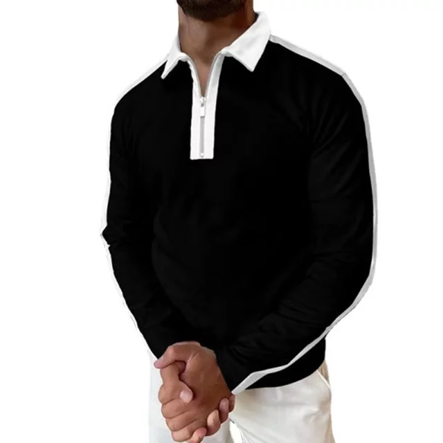 Camisa Manga Larga Tipo Polo Casual N/B C146