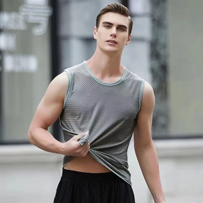 Camiseta Malla Poliester Spandex Sin Mangas - Gris K40