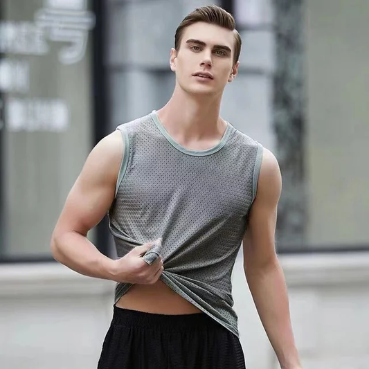 Camiseta Malla Poliester Spandex Sin Mangas - Gris K40