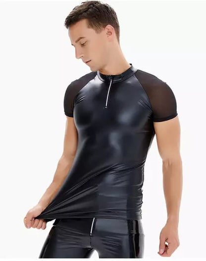 Camisa Transparente Elastica Tipo Cuero K51
