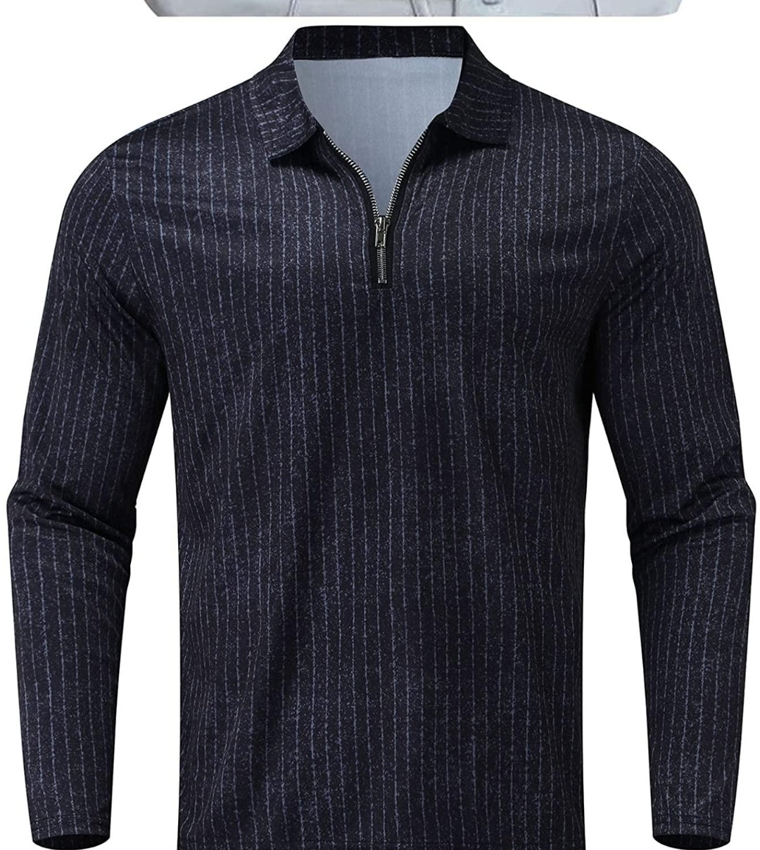 Camisa Manga Larga Tipo Polo Casual Negro