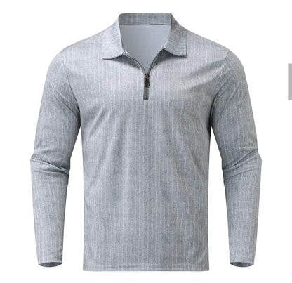 Camisa Manga Larga Tipo Polo Casual Gris