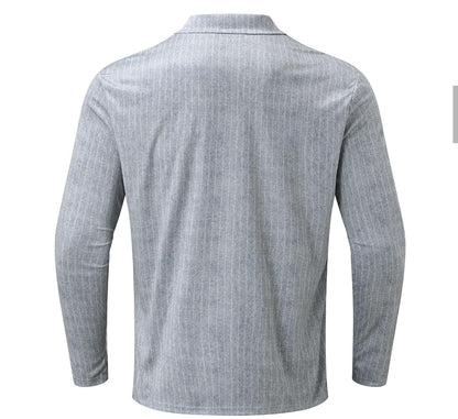 Camisa Manga Larga Tipo Polo Casual Gris