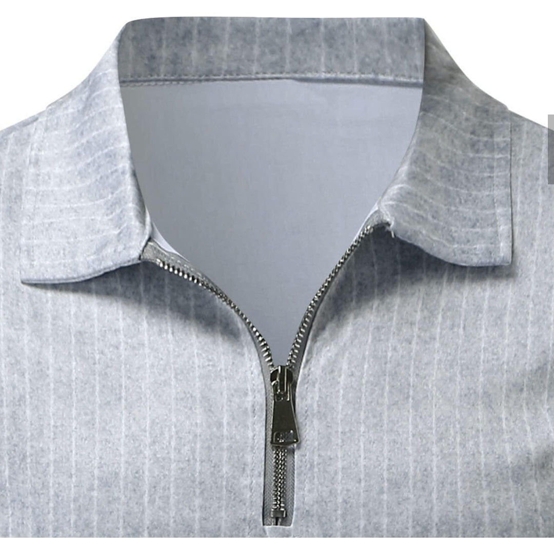 Camisa Manga Larga Tipo Polo Casual Gris