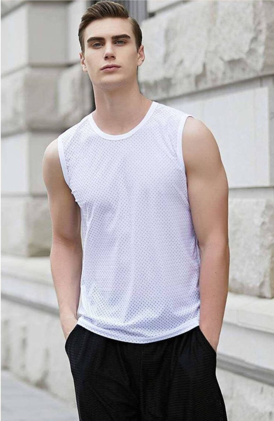 Polyester Spandex Mesh T-shirt - Blue