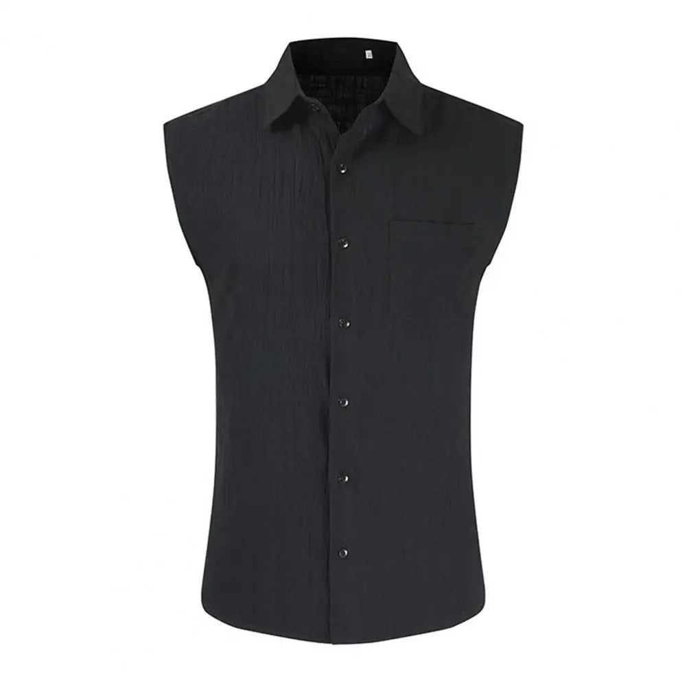 Camisa de Cuello Verano - Lino - Negro K34